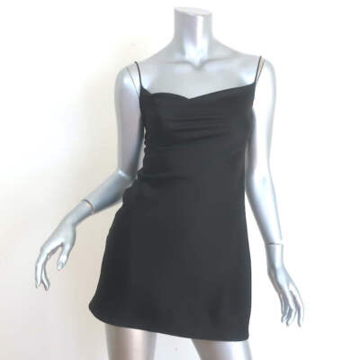 Alice + Olivia Harmony Mini Slip Dress Black Satin Size 2 NEW