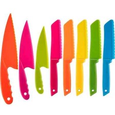8PCS Kid Plastic Kitchen Knife Set Children's Safe Cooking for Fruit Bread Cake