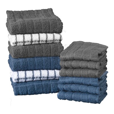 RITZ Terry Cotton Kitchen Towels & Dish Cloths Set   12-Piece Bundle