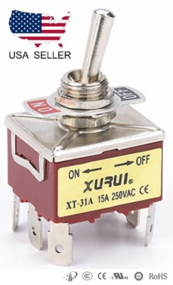 HEAVY DUTY 3PST ON-OFF TOGGLE SWITCH 20A 125V, 15A 250V SPADE TERMINALS (31A)