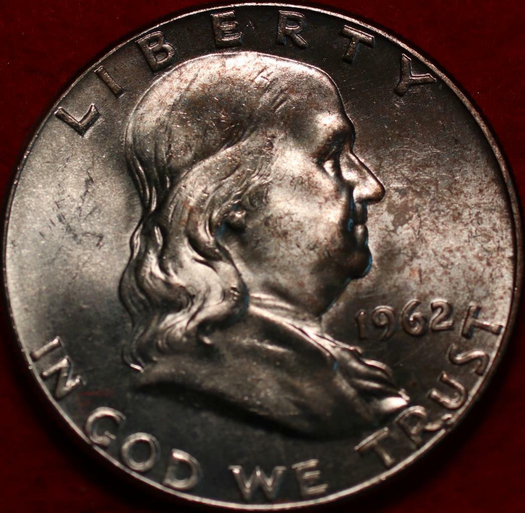 Uncirculated Toned 1962 Philadelphia Mint Silver Franklin Half