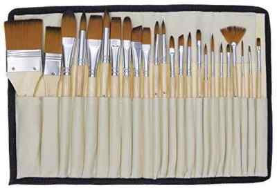 Paint Brush Set Acrylic Watercolor Oil Artist 24 Pcs Lot Painting Brushes Craft