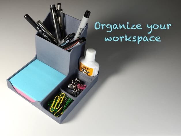 Desk Organizer Desktop Tray and Pen Pencil Holder Storage sticky notes whiteout
