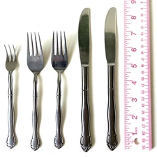 NASCO Delft Stainless Flatware LOT Seafood/Cocktail Fork/2 Salad/2 Knives 5 pcs
