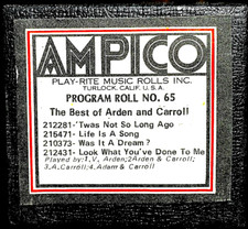 AMPICO Recut PROGRAM ROLL 65 BEST OF ARDEN  CARROLL Long Play Player Piano Roll