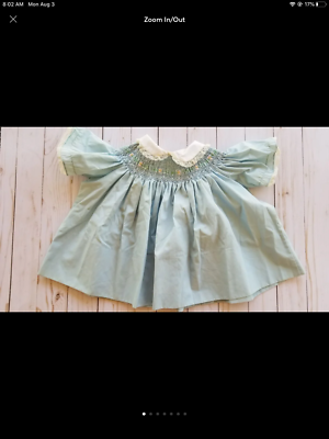 Vintage smocked light blue prairie dress 6-9 month floral embroidered wide  sleev | eBay