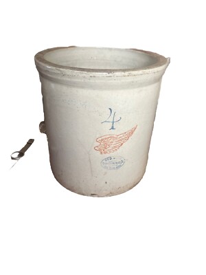 Antique 4 Gallon Red Wing Union Stoneware Minnesota Large Crock