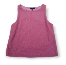 Banana Republic mauve pink fuzzy eyelash shell tank top women's Medium y2k