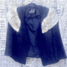 Cea Persian curly lamb with mink collar Womens coat vintage size M