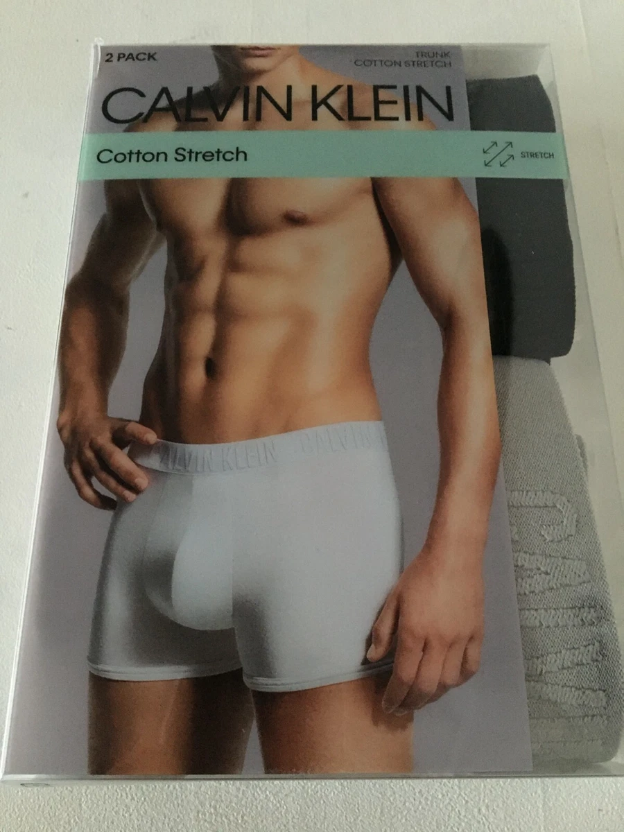 CALVIN KLEIN 2 PACK MEN S COTTON STRETCH BLACK GREY TRUNKS BOXERS LARGE BNIB