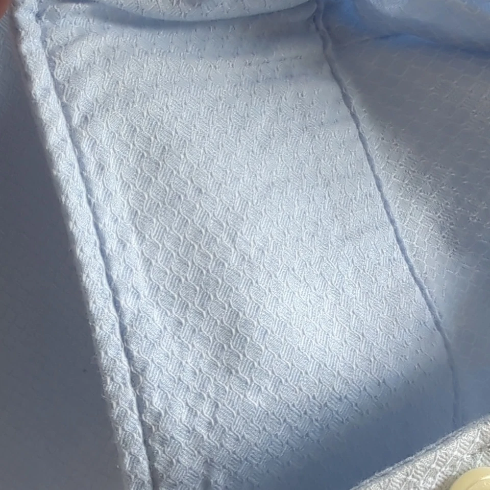 Ted Baker Endurance Blue Textured Cotton Dress Shirt 16.5 34/35 Long Sleeve - Image 3 of 4
