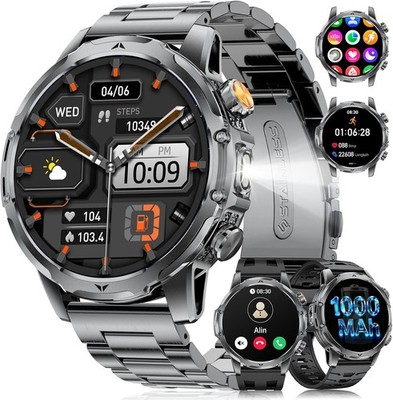 Smartwatch Herren Männer mit Telefonfunktion Armbanduhr für iOS Android Outdoor