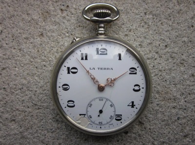 TASCHENUHR LA TERRA STAHLGEHÄUSE HANDAUFZUG ZWIEBEL TASCHENUHR LÄUFT