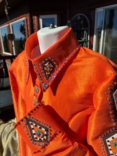 Western show shirt L, orange, pleasure, horsemanship, leadline, rodeo, GIRLS L