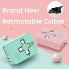 4 In 1 Retractable USB Cable Creative Macaron Type C Micro Cable For I Phone Wit