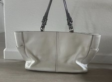 Coach Ashley Leather Tote Bag F10026 White Pebbled Full-Grain Shoulder Purse