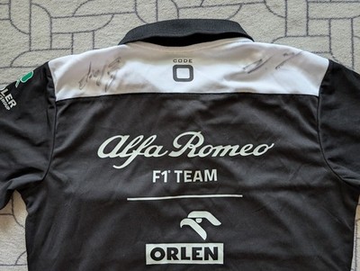 ○ ALFA ROMEO BOTTAS GUANYU SIGNED F-1 POLO SHIRT CODE ZERO SIZE