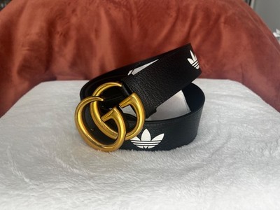 Gucci x Adidas GG Marmont Black Leather White Trefoil Logo size 80 / 32