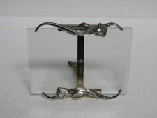 CORNICE PORTAFOTO FLOREALE VINTAGE ART DECO METALLO E VETRO SMUSSATO