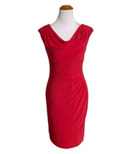 Lauren Ralph Lauren Bodycon Cowl Sleeveless Red Dress  Size 10