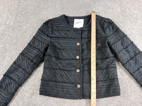 Forever 21 Essentials Medium Womens Jacket Black Polyester Lined Button Up - Picture 8 of 13
