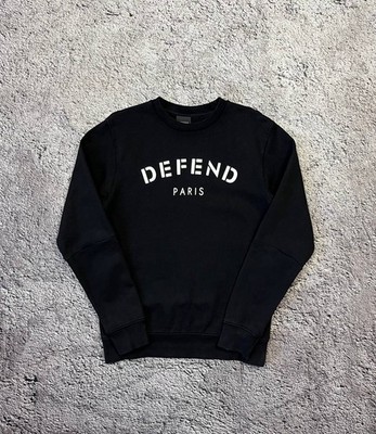 Defend Paris Sweatshirt Black Logo Crewneck Pullover Size M