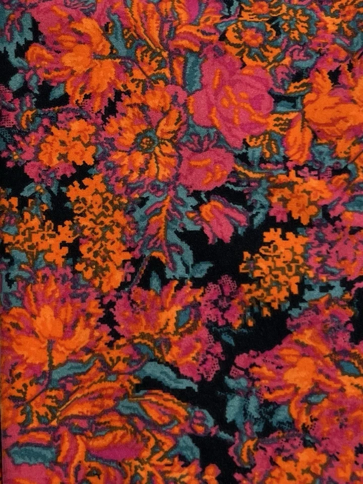 Leggings LuLaRoe OS Talla Única NEGRO NARANJA ROSA Coloridos Divertidos Florales Calce ELASTIZADO Foto 3 de 4