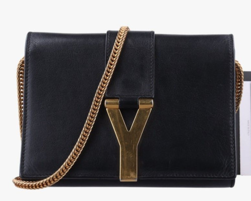 Yves Saint Laurent Chyc Mini Y Line Black Leather Chain Shoulder Bag 311215
