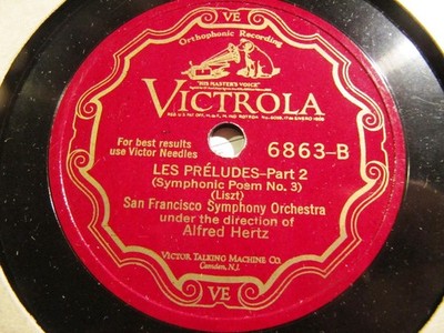 1928 ALFRED HERTZ San Francisco Symphony Liszt LES PRELUDES Tone Poem 2x VICTOR