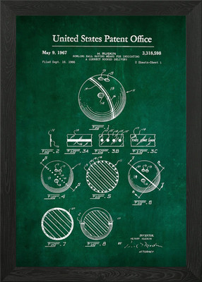 62 Bowling Ball Patent gerahmtes Wandbild Poster Leinwanddruck Bild