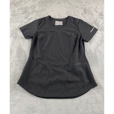 Skechers by Barco Womens Black V-Neck Scrub Top Size S Short Sleeve 3 Pocket