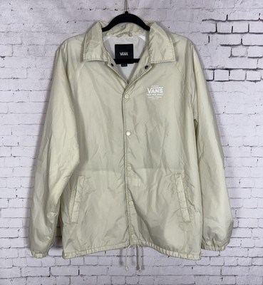 VANS Windbreaker Jacket Men's Medium Off-White Snap Up 90s Style (A54)