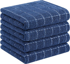 100 Cotton Terry Kitchen Towels, 4 Pack, Navy Blue Ultra Soft and Absorbent D
