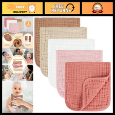 Soft 100 Cotton Muslin Burp Cloths - Absorbent Baby Essentials 10x20 inches