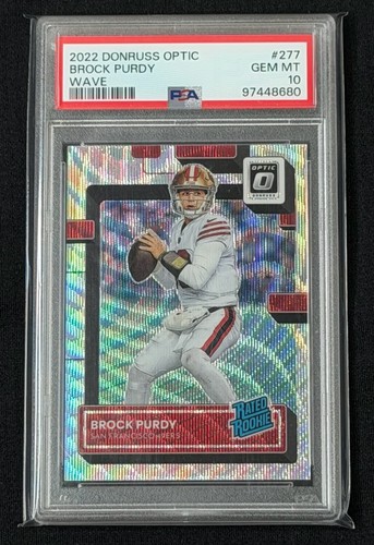 289/300🔥Brock Purdy 2022 Optic Football Wave Prizm Rated Rookie(RC) PSA 10