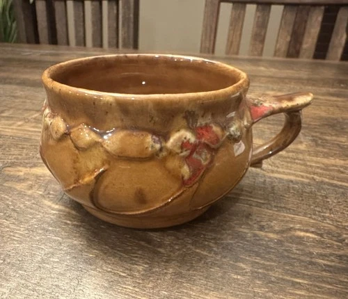 Vintage 1977 Signed Handmade Cherokee Pottery Mug Arrow Logo