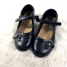 Girls Nina Black Flats with Bows and Ankle Strap Shoes Sz 3