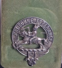 Vintage Scottish Clan Crest Badge J’ai Bonne Esperance Pewter Brooch Scotland