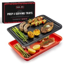 BLAZIN' GRILL Prep and Serve Trays | Set of 2 Stackable, Melamine Trays | Servin