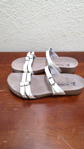 Mephisto sandali donna sughero bianco taglia 37 US 6-6,5 doppio cinturino regolabile Lea - Foto 4 di 8