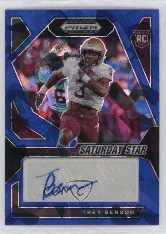 2024 Panini Prizm Draft Picks Blue Ice 1/75 Trey Benson Rookie Auto RC 14lt