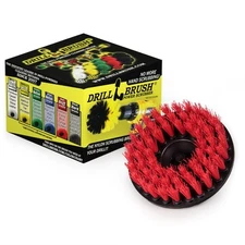 Drill Brush Red Stiff Scrub Brush Deck Brush, Concrete Pool, Patio, Bird Bath