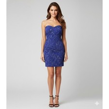 Urban Outfitters Blue Purple Geometric Fringe Strapless Bodycon Dress M