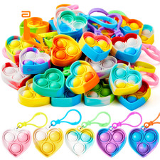 JOYIN Heart Pop Fidget Keychain 30 Pack Toys Small, Multicolor