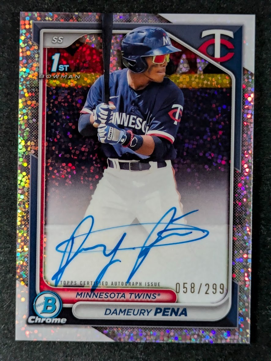 2024 Bowman Chrome DAMEURY PENA 58/299 1st Auto Speckle Refractor Prospect SP