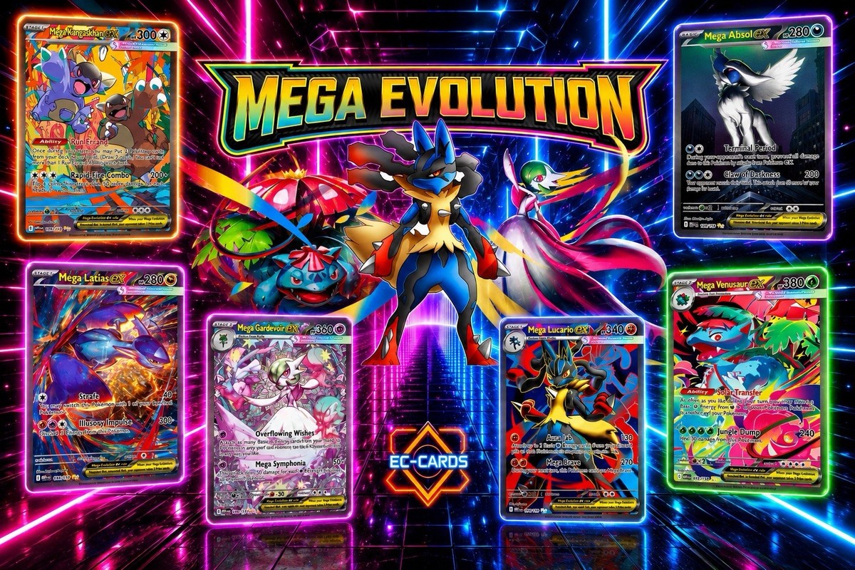 Mega Evolution Pokémon Cards, Reverse Holo, EX, Ultra Rare, Full Art, English NM