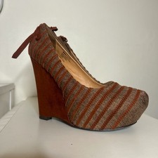 Naughty Monkey Brown Tan Striped Bow Platform...