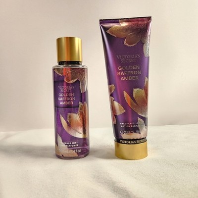 Victoria's Secret Golden Saffron Amber Full Size Body Mist and Lotion Bundle