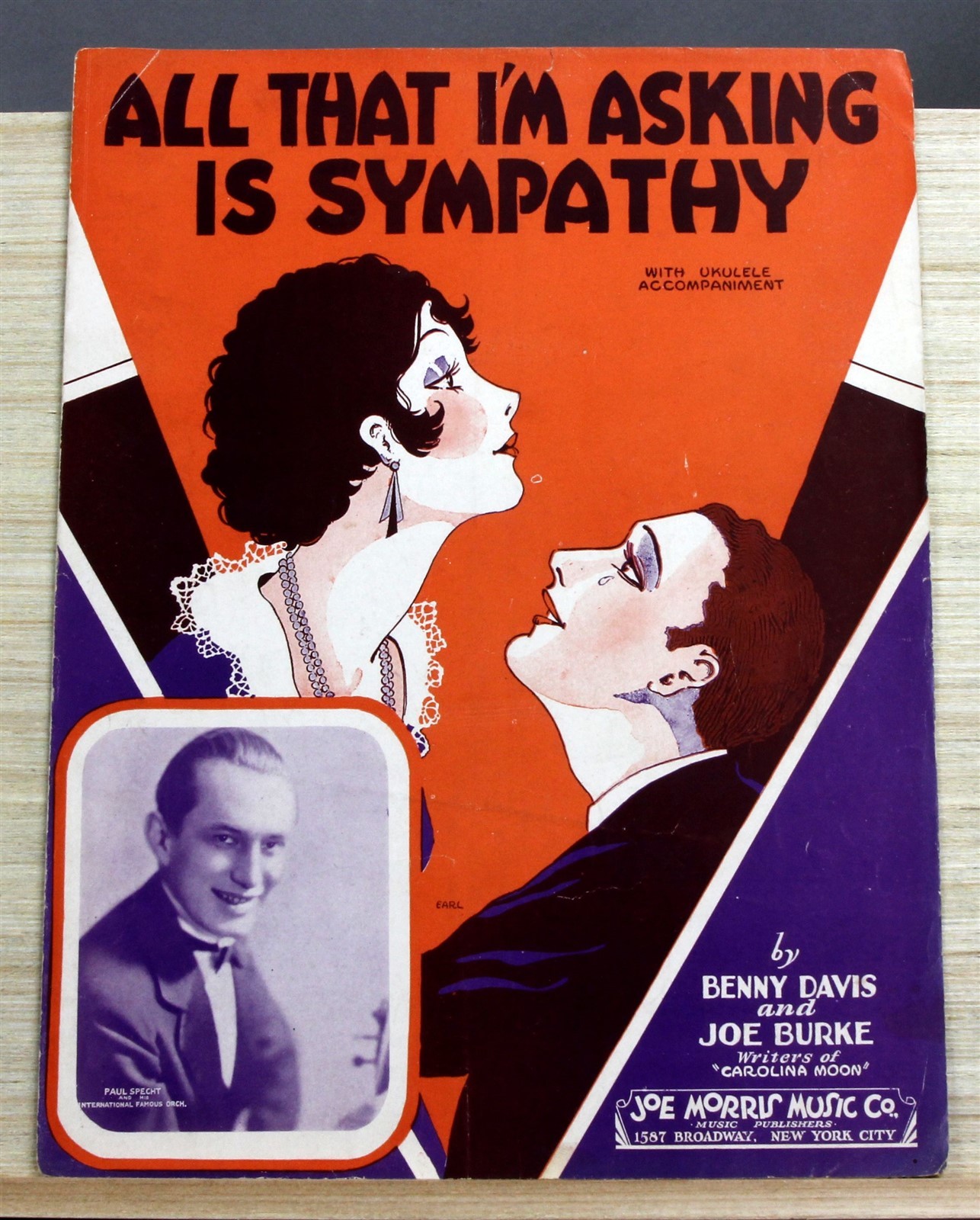 1929 ALL THAT I'M ASKING IS SYMPATHY Davis/Burke Cover Art by Earl Sheet Music