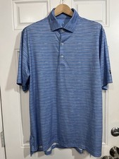 Fairway & Greene Men’s Golf Polo Shirt XL Made in USA Blue Striped Performance